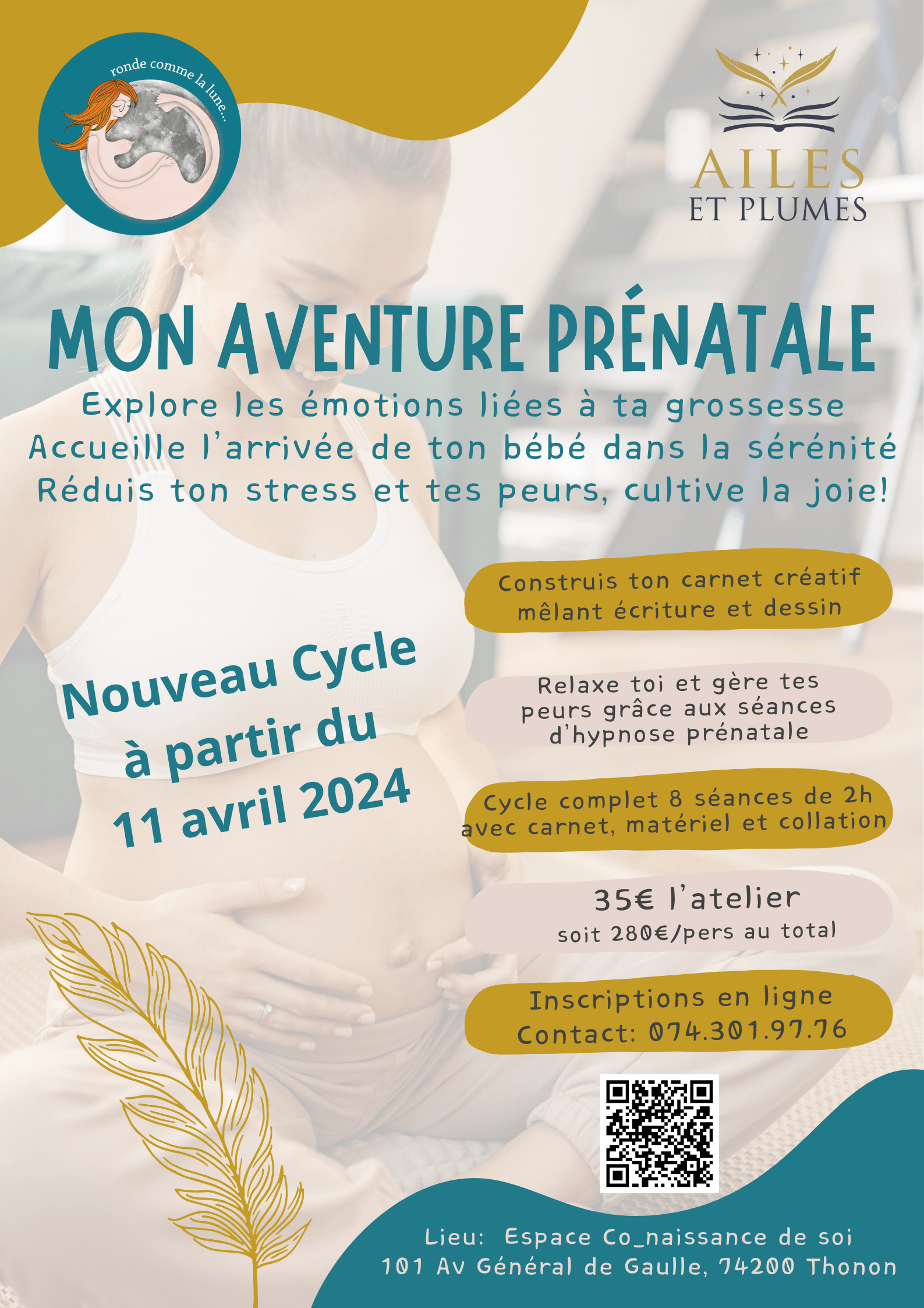 Ton aventure prénatale séances d'écriture et hypnose réduire le stress et créer de la joie à Thonon